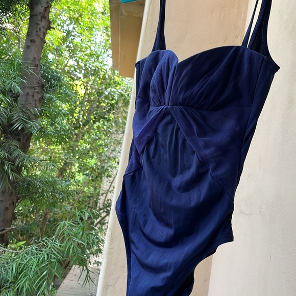 La Perla Blue Plunge Neck Swimsuit - Picture 6 of 7